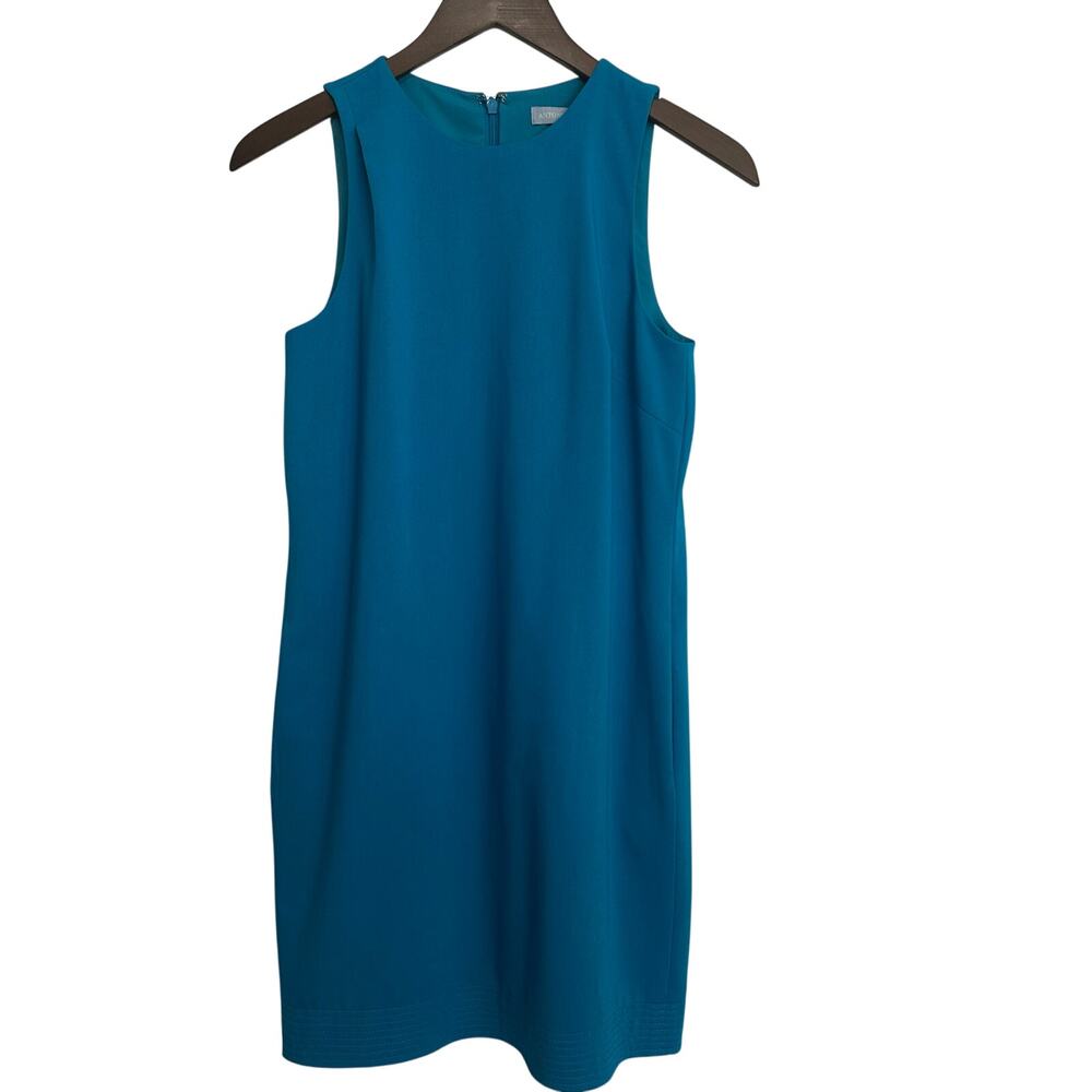 Antonio Melani Blue‎ Round Neck Sleeveless Dress Sz 0 Career Church Summer